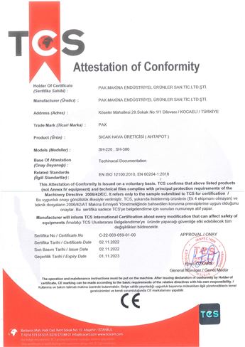 Sıcak Hava Üretici CE