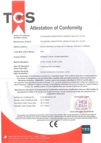 Basınçlı Sıcak Yıkama CE